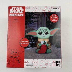 Disney Grogu Star Wars Christmas Inflatable 4 Ft. Holding A Stocking